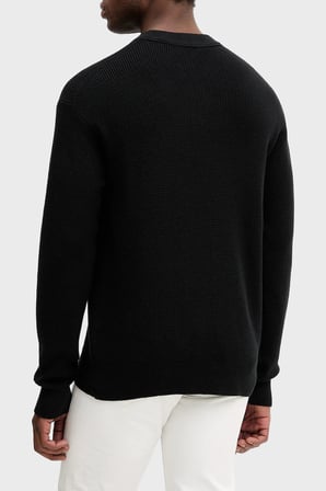 Calvin Klein Pamuklu Relaxed Fit Waffle Kazak LV04RD313GUB1 Erkek KAZAK LV04RD313G UB1 SİYAH