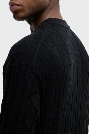 Calvin Klein Pamuklu Relaxed Fit Waffle Kazak LV04RD313GUB1 Erkek KAZAK LV04RD313G UB1 SİYAH
