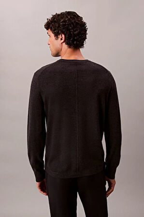 Erkek Regular Fit Merinos Yünü Triko Kazak - Antrasit Melanj | L