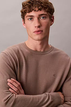 Erkek Regular Fit Merinos Yünü Triko Kazak - Vizon | XS