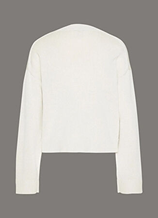 Calvin Klein Jeans Dik Yaka Standart Düz Beyaz Kazak Kadın LV047D304G67U