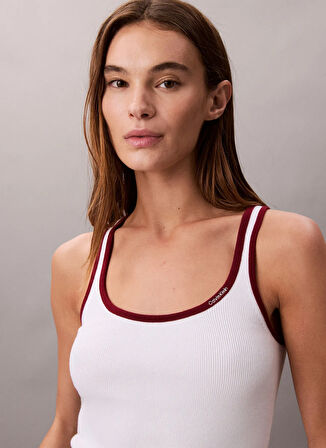 Calvin Klein Jeans Yuvarlak Yaka Düz Beyaz Kadın Atlet LV047D300GYAA