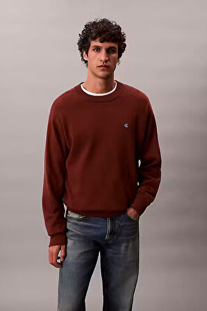 Erkek Regular Fit Bisiklet Yaka Pamuklu Kazak - Koyu Kahverengi | M