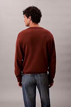 Erkek Regular Fit Bisiklet Yaka Pamuklu Kazak - Koyu Kahverengi | M