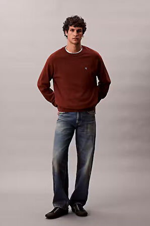 Erkek Regular Fit Bisiklet Yaka Pamuklu Kazak - Koyu Kahverengi | L