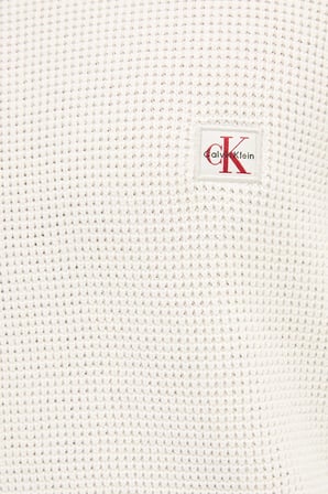 Calvin Klein Pamuklu Relaxed Fit Waffle Kazak LV04RD313GYAS Erkek KAZAK LV04RD313G YAS KREM