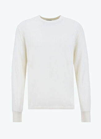 Calvin Klein Bisiklet Yaka Normal Beyaz Erkek Kazak LV04LB305GYAC_LS 100% MERINO CREW 1