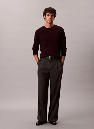 Calvin Klein Bisiklet Yaka Normal Kırmızı Erkek Kazak LV04LB305GGR9_LS 100% MERINO CREW 1