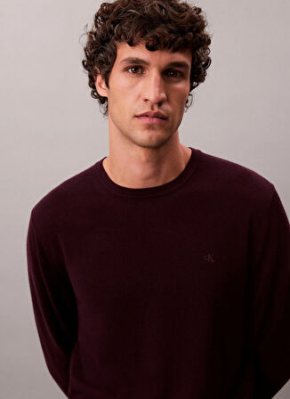 Calvin Klein Bisiklet Yaka Normal Kırmızı Erkek Kazak LV04LB305GGR9_LS 100% MERINO CREW 1