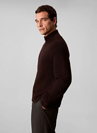 Calvin Klein Bisiklet Yaka Normal Gri Erkek Kazak LV04LD305GGRO_LS FZ TEXTURE STITCH