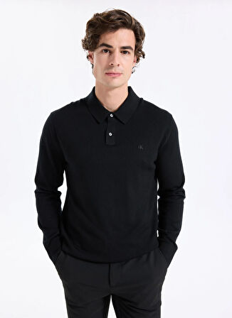 Calvin Klein Bisiklet Yaka Normal Siyah Erkek Kazak LV04LD319GUB1_LS 100% MERINO POLO 1
