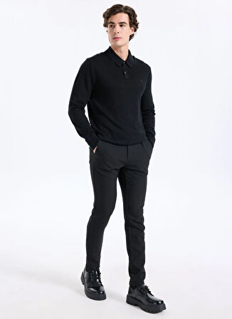 Calvin Klein Bisiklet Yaka Normal Siyah Erkek Kazak LV04LD319GUB1_LS 100% MERINO POLO 1