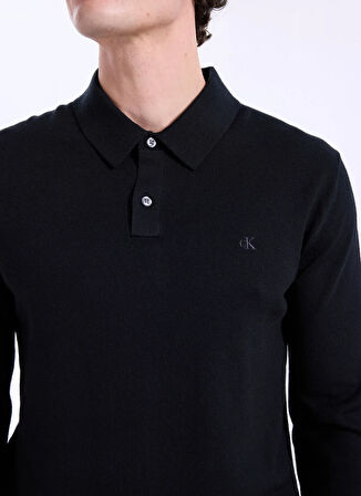 Calvin Klein Bisiklet Yaka Normal Siyah Erkek Kazak LV04LD319GUB1_LS 100% MERINO POLO 1
