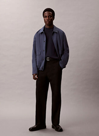 Calvin Klein Bisiklet Yaka Normal Mavi Erkek Kazak LV04LD313GCEF_LS SNOWY TECH KNIT BO