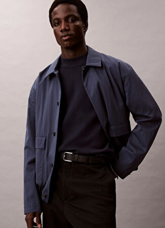 Calvin Klein Bisiklet Yaka Normal Mavi Erkek Kazak LV04LD313GCEF_LS SNOWY TECH KNIT BO