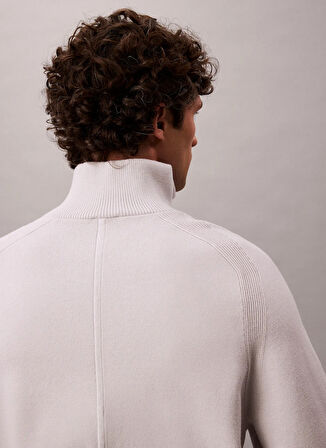 Calvin Klein Bisiklet Yaka Normal Beyaz Erkek Kazak LV04LD313G67U_LS SNOWY TECH KNIT BO