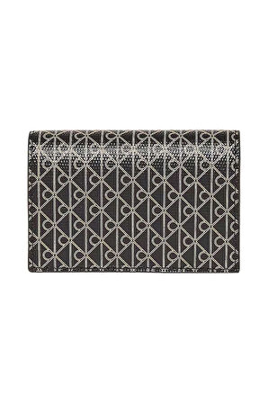 Kadın Monogram Desenli Akordiyon Kartlık - Siyah | undefined