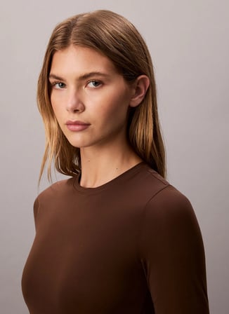 Calvin Klein Yuvarlak Yaka Düz Gri Kadın T-Shirt LVGWF5K140YUK