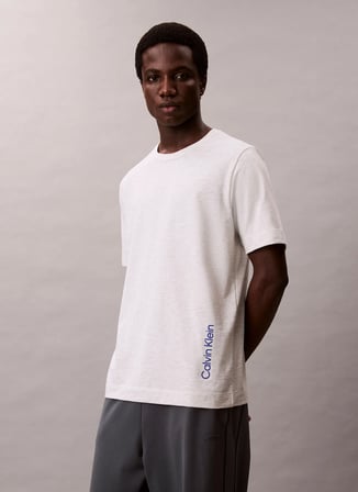 Calvin Klein Jeans Bisiklet Yaka Düz Gri Erkek T-Shirt LVGMF5K106P74 SS TEE