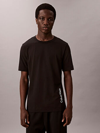 CALVIN KLEIN Erkek Marka Logolu Organik Pamuklu Günlük Kullanıma Uygun Siyah T-Shirt LVGMF5K106 UB1