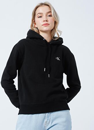 Calvin Klein Jeans Kapüşonlu   Normal Kalıp  Siyah Kadın Sweatshirt J20J213178BAE