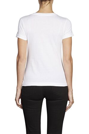 Calvin Klein Jeans Bisiklet Yaka   Normal Kalıp  Beyaz Kadın T-Shirt J20J212883YAF Beyaz T-shirt