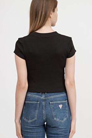 Calvin Klein Ck Rib Cropped Slim Tee Kadın Bisiklet Yaka T-Shirt