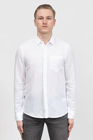 Calvin Klein Cotton Linen Chest Pocket Shirt Erkek Gömlek