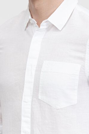 Calvin Klein Cotton Linen Chest Pocket Shirt Erkek Gömlek
