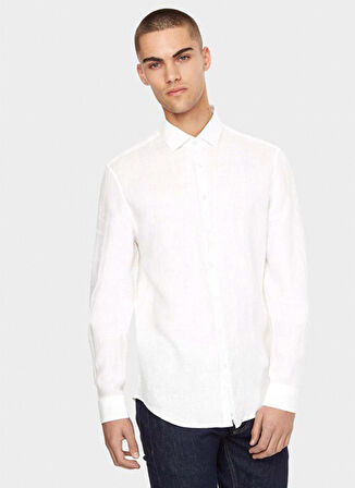 Calvin Klein Slim Fit Düğmeli Yaka Beyaz Erkek Gömlek K10K1092860K4