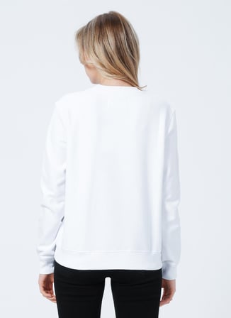 Calvin Klein Jeans Bisiklet Yaka   Normal Kalıp  Beyaz Kadın Sweatshirt J20J219140YAF