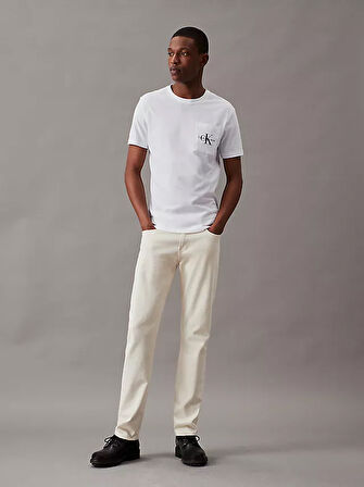 Erkek Core Monogolo Cepli Slim T-Shirt - Beyaz  | M