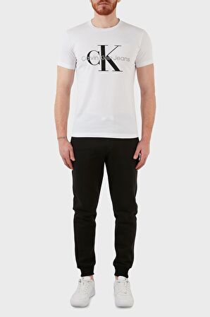 Calvin Klein Jeans Beyaz Erkek Bisiklet Yaka Düz T-Shirt J30J320935-YAF CORE MONOGRAM