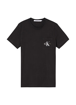 Calvin Klein Jeans Siyah Erkek Bisiklet Yaka Düz T-Shirt J30J320936-BEH CORE MONOGRAM POCKET