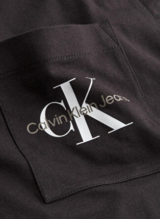 Calvin Klein Jeans Siyah Erkek Bisiklet Yaka Düz T-Shirt J30J320936-BEH CORE MONOGRAM POCKET