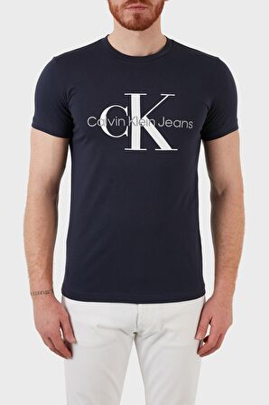 Calvin Klein Jeans Mavi Erkek Bisiklet Yaka Düz T-Shirt J30J320935-CHW CORE MONOGRAM