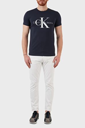 Calvin Klein Jeans Mavi Erkek Bisiklet Yaka Düz T-Shirt J30J320935-CHW CORE MONOGRAM