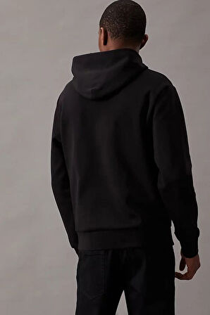 Erkek MICRO Logo Pamuklu Kapüşonlu Sweatshirt - Siyah | 2XL