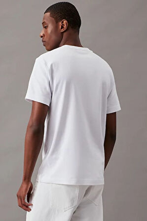 Erkek Ck Mikro Logo İnterlock T-Shirt - Beyaz | XS