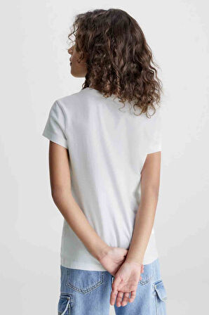 Kız Çocuk Micro Monogram Top T-Shirt - Beyaz | 4 Yaş
