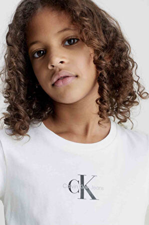 Kız Çocuk Micro Monogram Top T-Shirt - Beyaz | 6 Yaş
