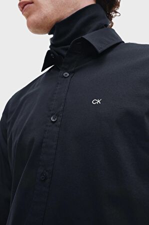 Calvin Klein Slim Fit Düğmeli Yaka Siyah Erkek Gömlek K10K110856BEH