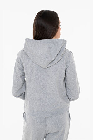 Kadın FULL Fermuarlı HOODIE Lounge & Sleepwear Sweatshirt - Gri  | M