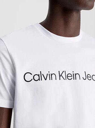 Calvin Klein Jeans Bisiklet Yaka Baskılı Beyaz Erkek T-Shirt J30J322552YAF