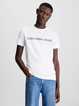 Calvin Klein Jeans Bisiklet Yaka Baskılı Beyaz Erkek T-Shirt J30J322552YAF