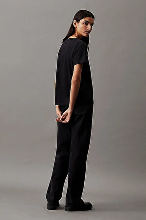 Kadın Smooth V Neck T-Shirt - Siyah | M
