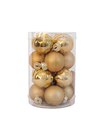 Altın 16 Adet Yılbaşı Süsü 3,5 cm