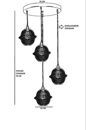 MERKÜR 4 LÜ TEPSİLİ SİYAH SARKIT