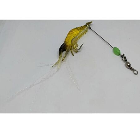 Karides Shrimp Sahte Silikon Balık Yemi Fosforlu Kancalı 9.5 Cm 6.3 gr Sarı 