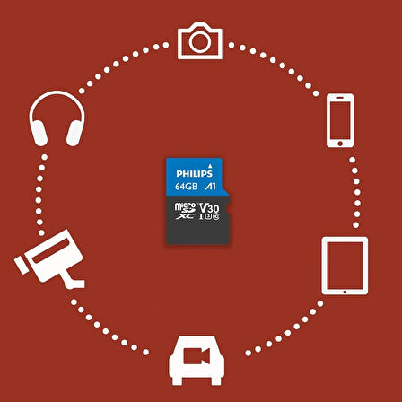 SD Hafıza kartı 64gb Ultra Pro memory card Dron -Kask-Araç kamera V30 U3 Phılıps